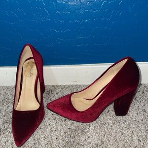 Red velvet heels